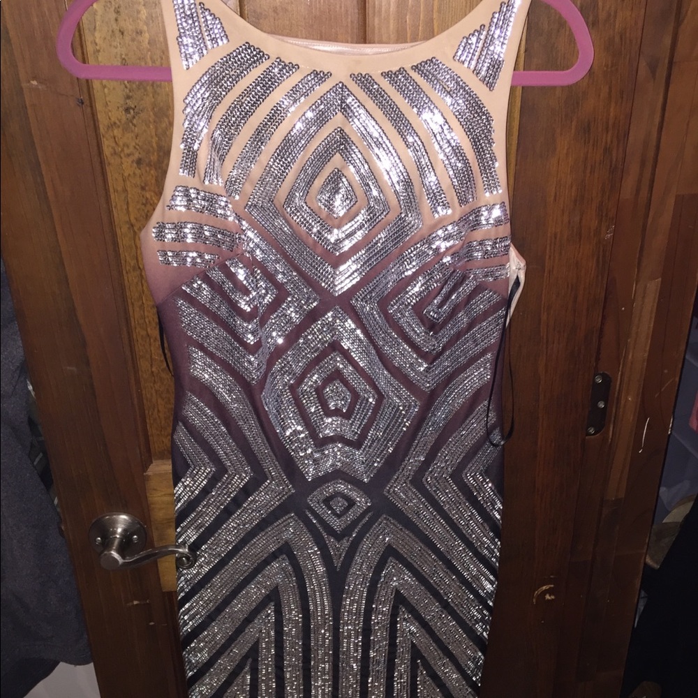 Bebe sequin purple ombré dress